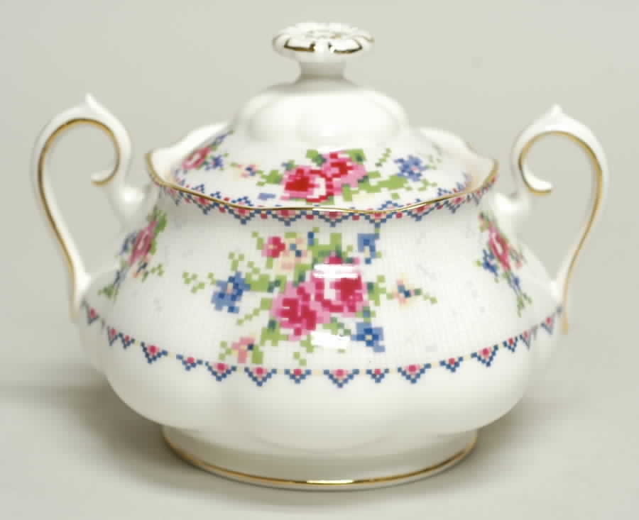 Petit Point Sugar Bowl & Lid by Royal Albert-1