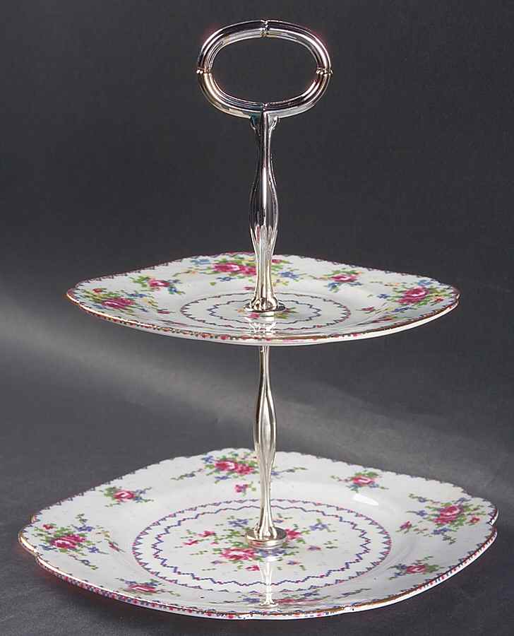Petit Point 2-Tiered Serving Tray (Salad & Bread/Butter Plate) by Royal Albert-1