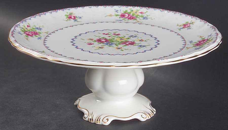 Petit Point 9" Diameter Pedestal Cake Stand by Royal Albert-1