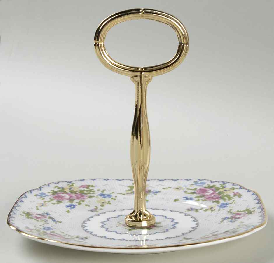 Petit Point Round Serving Plate with Handle (BBr) by Royal Albert-1