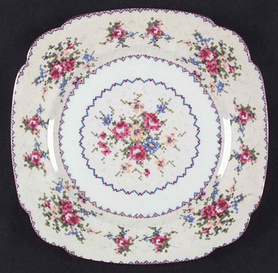 Petit Point Square Dessert Plate by Royal Albert-1