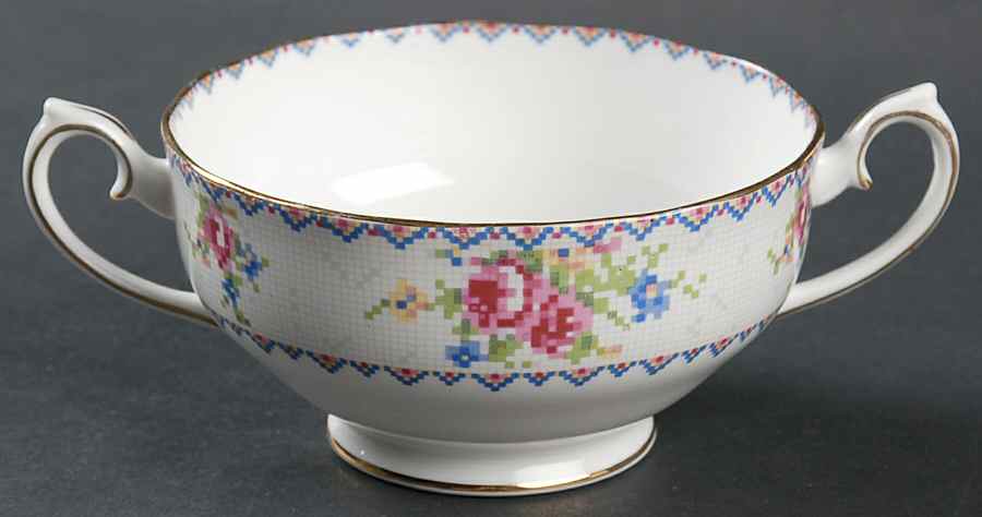 Petit Point Footed Cream Soup Bowl by Royal Albert-1