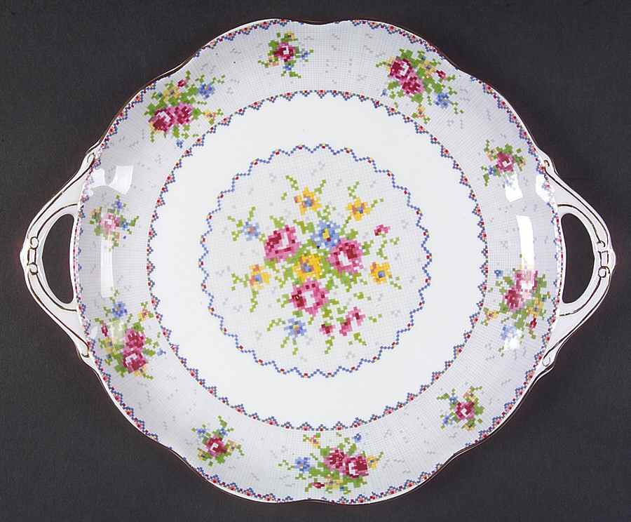 Petit Point Handled Cake Plate by Royal Albert-1