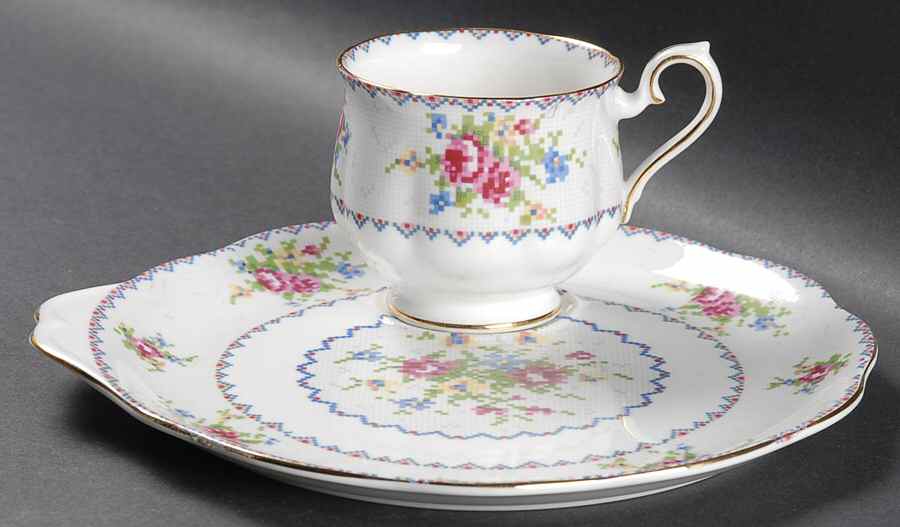 Petit Point Snack Plate & Cup Set by Royal Albert-1