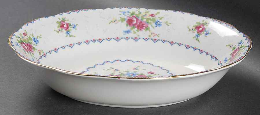 Petit Point 9" Oval Vegetable Bowl by Royal Albert-1
