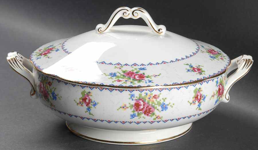 Petit Point Round Covered Vegetable by Royal Albert-1