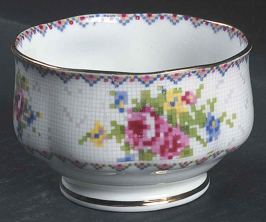 Petit Point Mini Open Sugar Bowl by Royal Albert-1