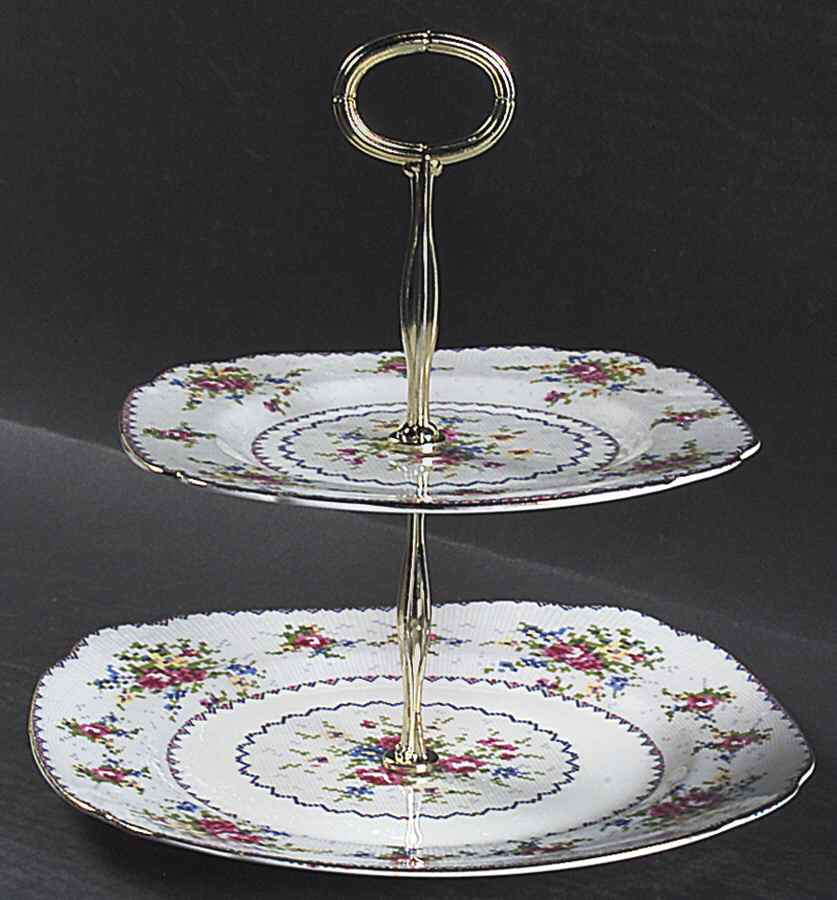 Petit Point 6 5/8"-10"  2 Tiered Serving Tray (Dp, Sp) HC by Royal Albert-1