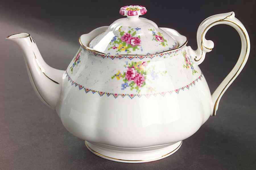 Petit Point Teapot & Lid by Royal Albert-1