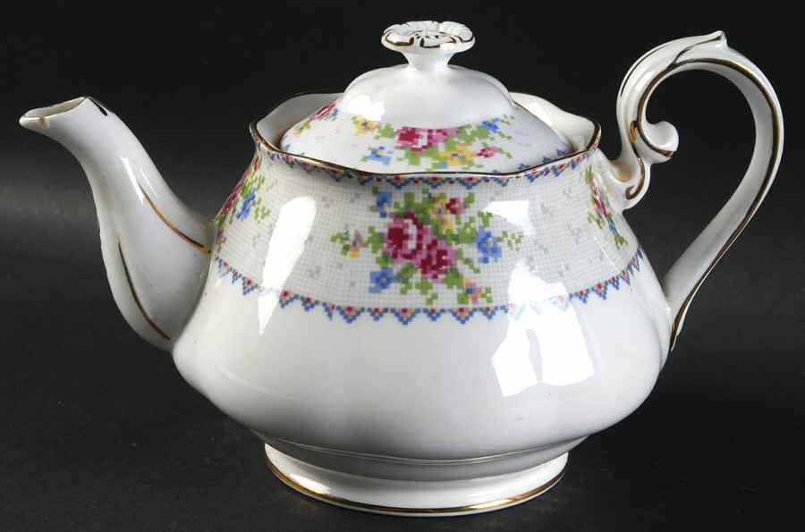 Petit Point Teapot & Lid by Royal Albert-1