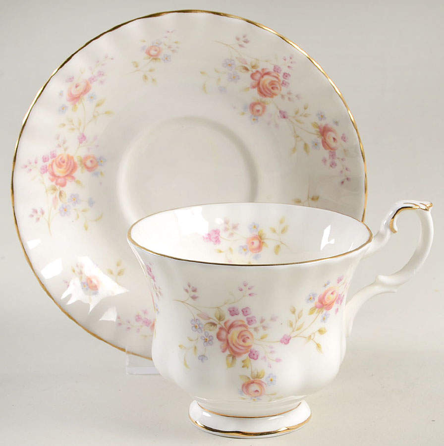 Peach Rose Footed Cup & Saucer Set by Royal Albert-1