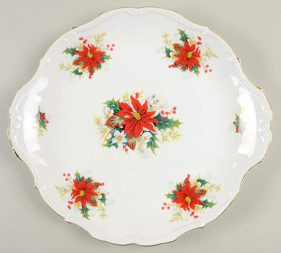 Poinsettia Handled Cake Plate by Royal Albert-1