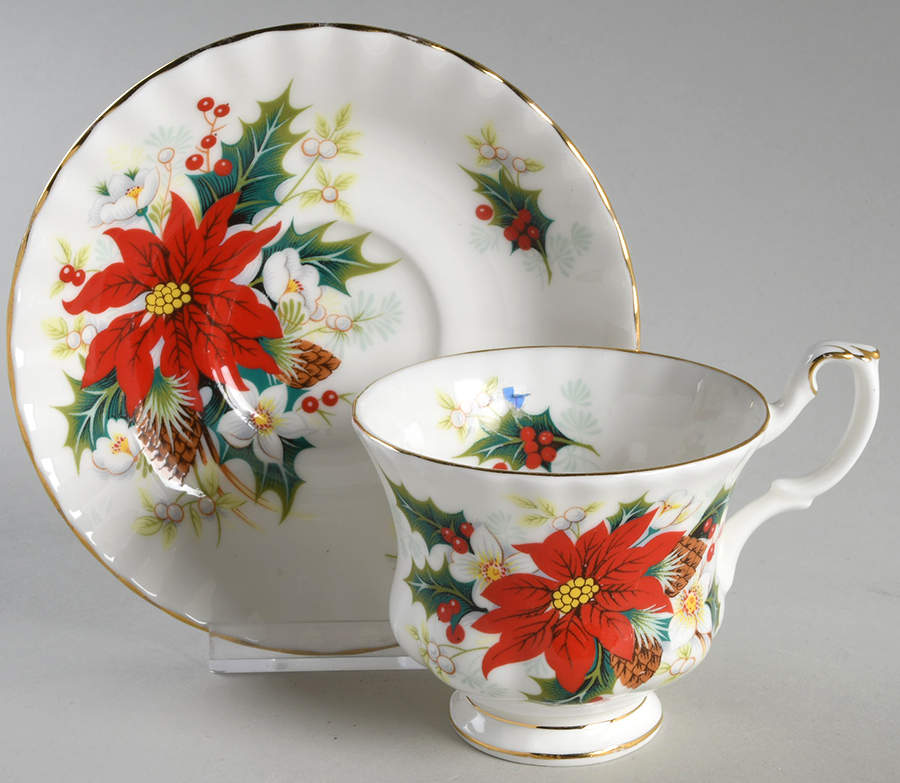 Poinsettia Footed Cup & Saucer Set by Royal Albert-1