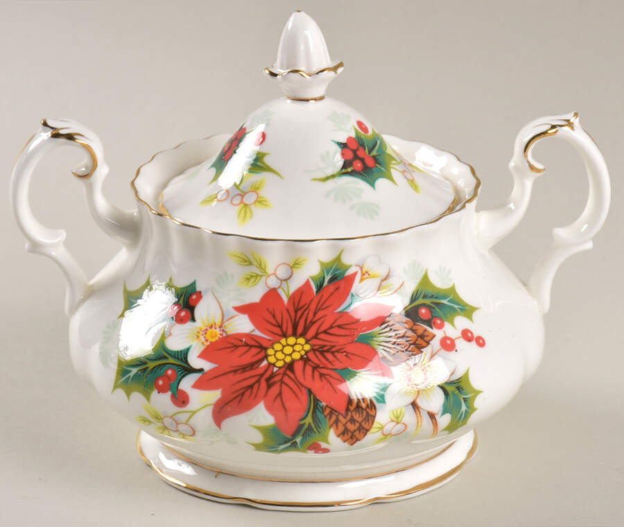 Poinsettia Sugar Bowl & Lid by Royal Albert-1