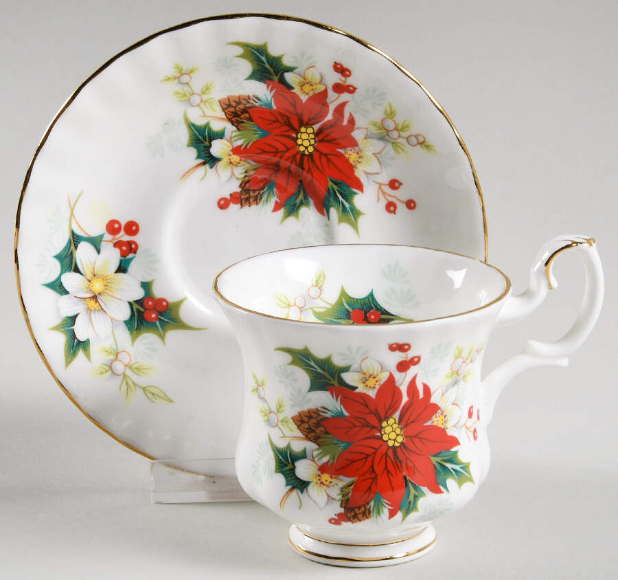 Poinsettia Footed Demitasse Cup & Saucer Set by Royal Albert-1