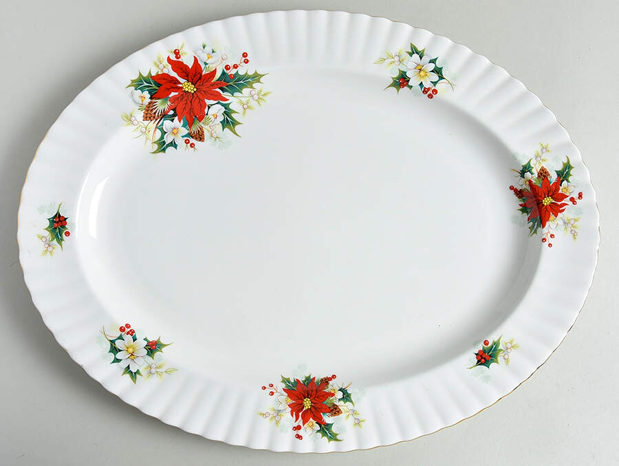 Poinsettia 16" Oval Serving Platter by Royal Albert-1