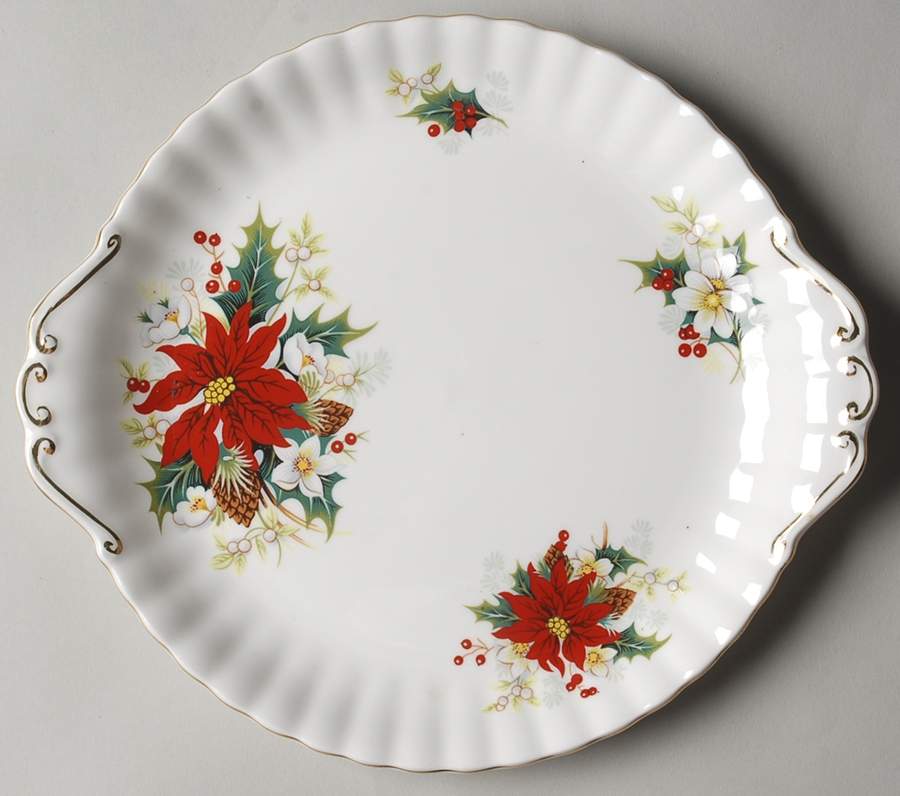 Poinsettia Handled Cake Plate by Royal Albert-1