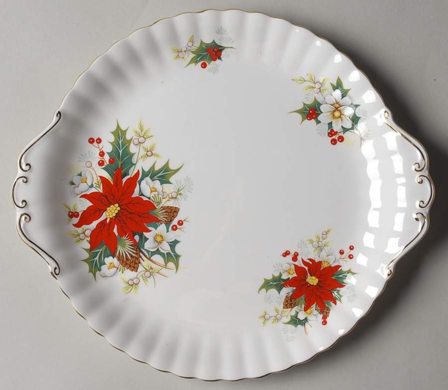 Poinsettia Handled Cake Plate by Royal Albert-1
