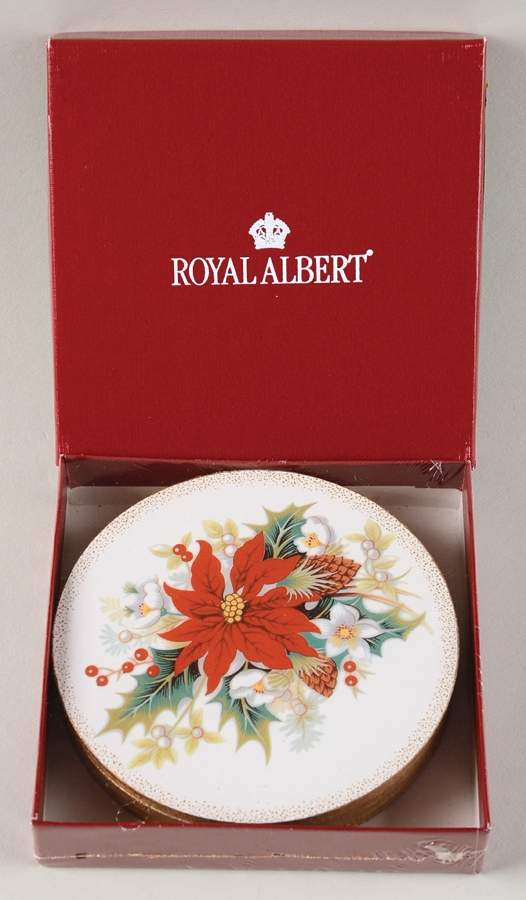 Poinsettia Cork Back Round Coaster - Set of 4 by Royal Albert-1