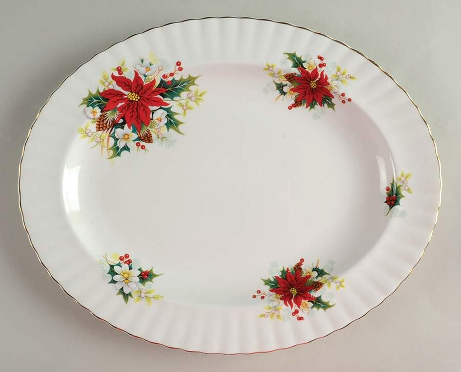 Poinsettia 12" Oval Serving Platter by Royal Albert-1