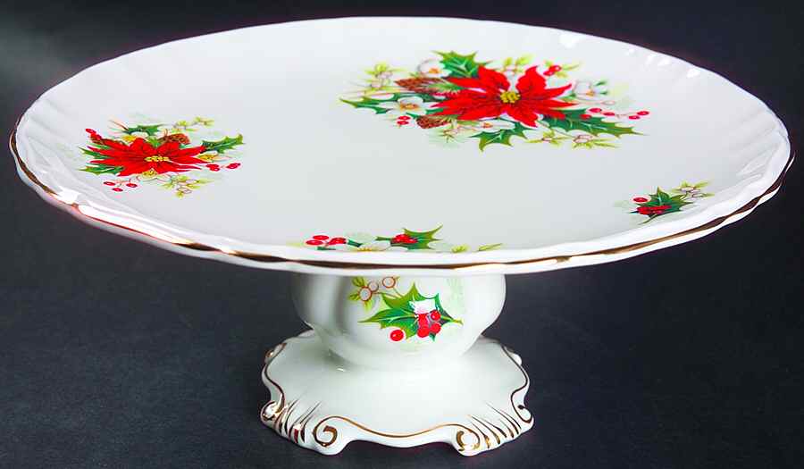 Poinsettia Footed Cake Plate by Royal Albert-1
