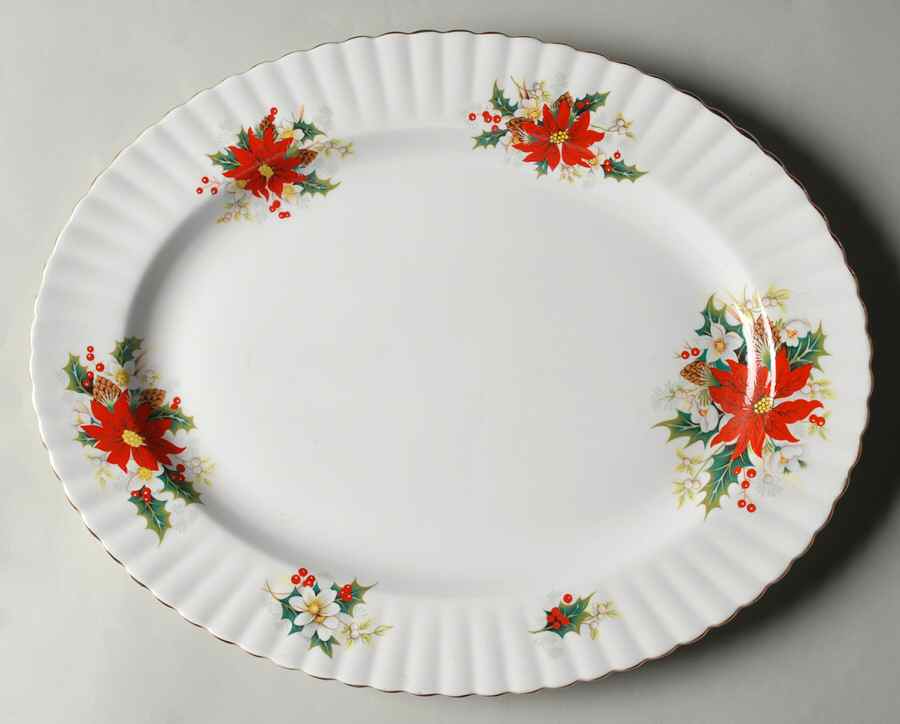 Poinsettia 15" Oval Serving Platter by Royal Albert-1