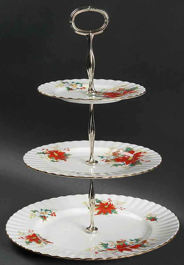 Poinsettia 3-Tiered Serving Tray (DP, SP, BB) by Royal Albert-1