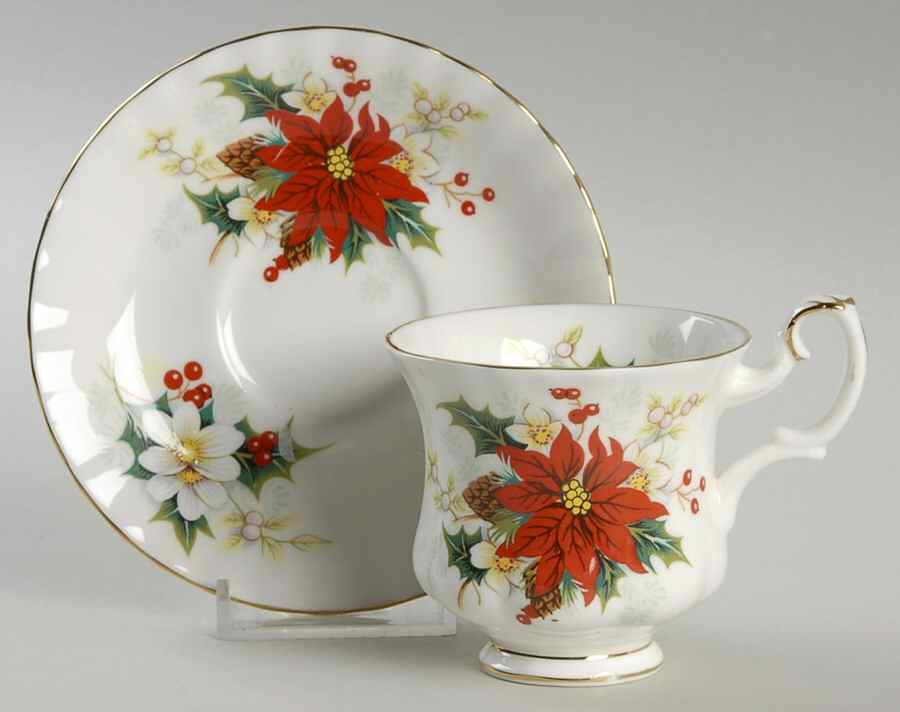 Poinsettia Footed Demitasse Cup & Saucer Set by Royal Albert-1
