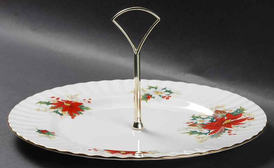 Poinsettia Round Serving Plate with Handle (DP) by Royal Albert-1