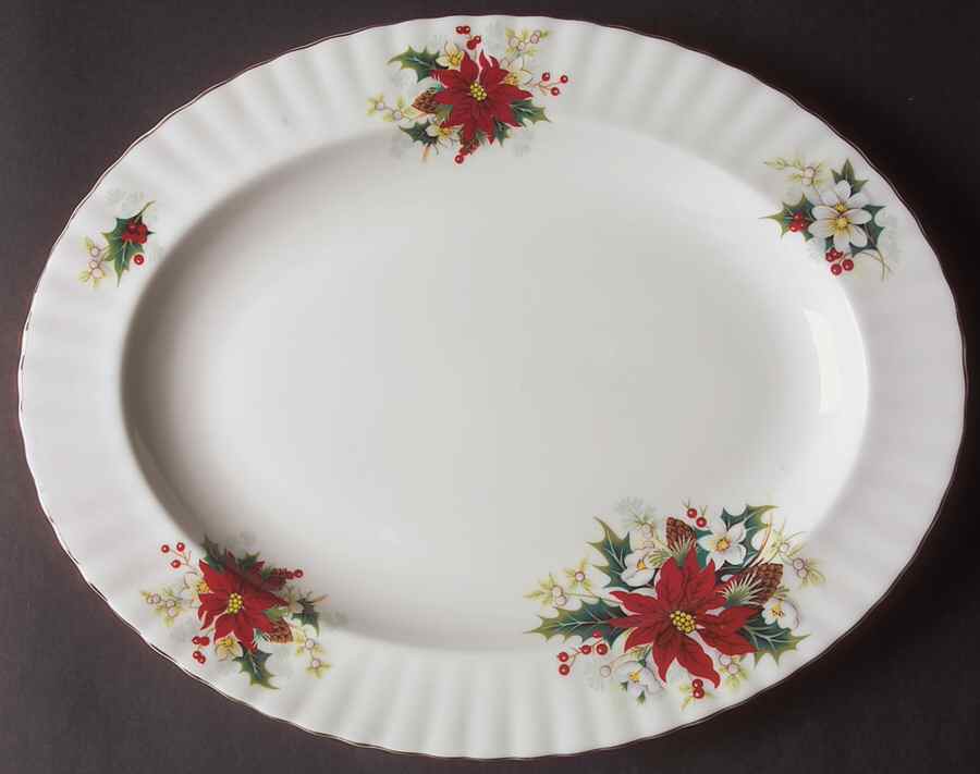 Poinsettia 13" Oval Serving Platter by Royal Albert-1