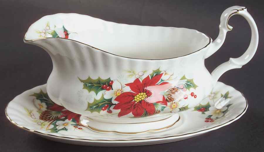 Poinsettia Gravy Boat & Underplate by Royal Albert-1