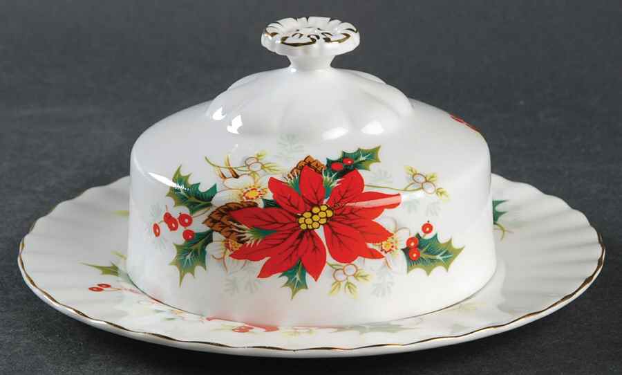 Poinsettia Round Covered Butter by Royal Albert-1