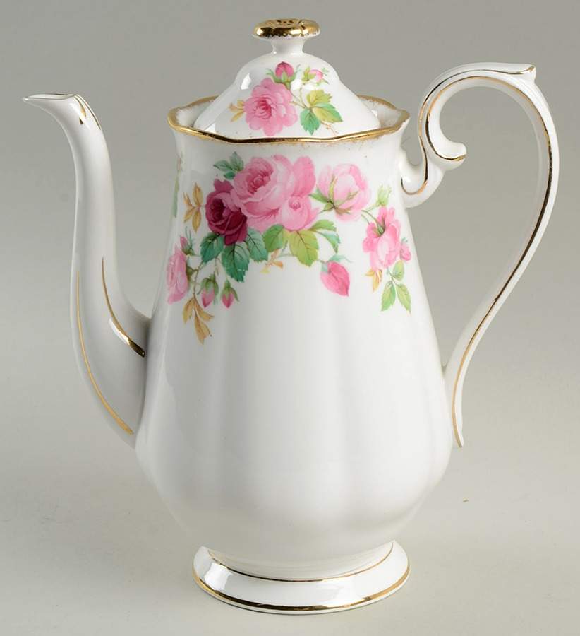 Princess Anne (Brushed Gold Edge) Coffee Pot & Lid by Royal Albert-1