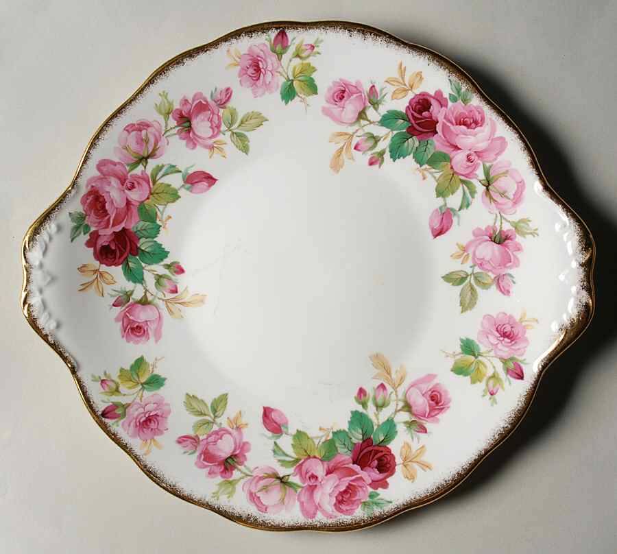 Princess Anne (Brushed Gold Edge) Handled Cake Plate by Royal Albert-1