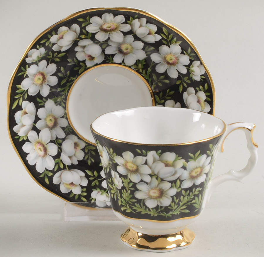 Provincial Flowers Footed Demitasse Cup & Saucer Set by Royal Albert-1