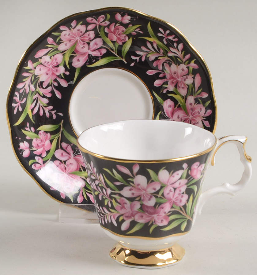 Provincial Flowers Footed Demitasse Cup & Saucer Set by Royal Albert-1