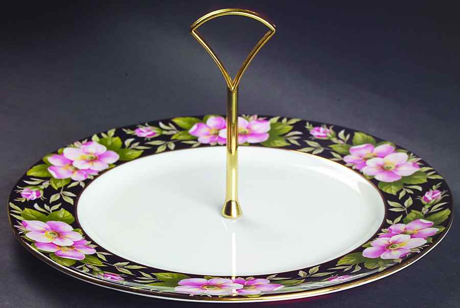 Provincial Flowers Round Serving Plate with Handle (DP) by Royal Albert-1