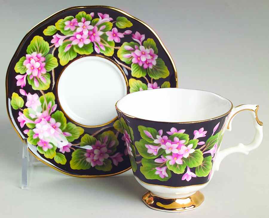 Provincial Flowers Footed Demitasse Cup & Saucer Set by Royal Albert-1