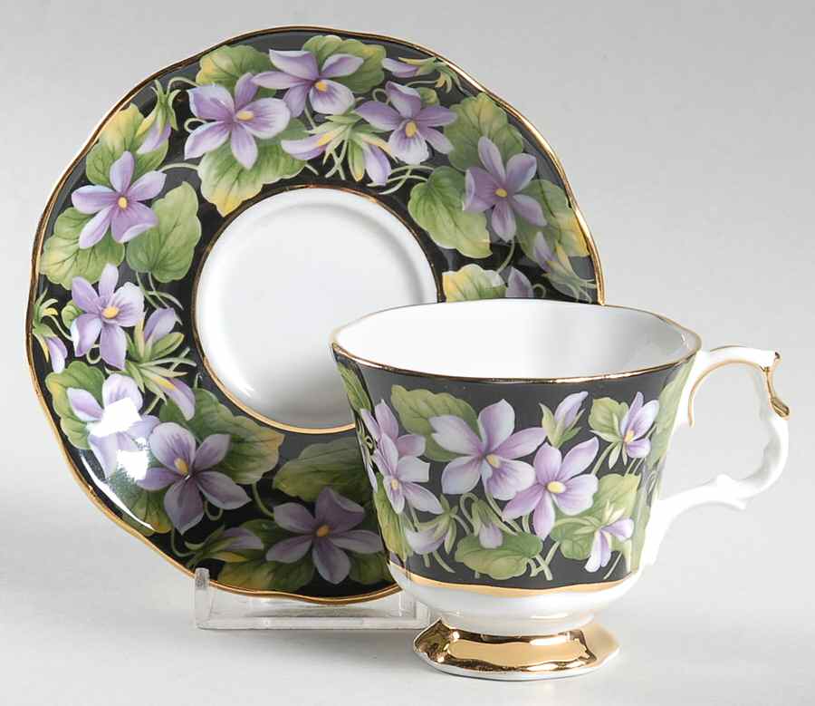 Provincial Flowers Footed Demitasse Cup & Saucer Set by Royal Albert-1
