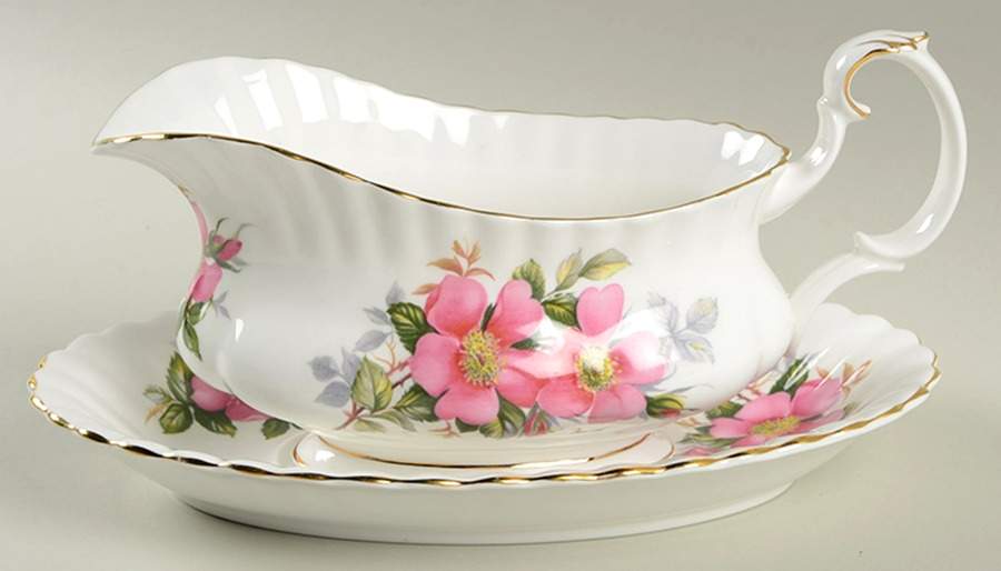 Prairie Rose Gravy Boat & Underplate by Royal Albert-1