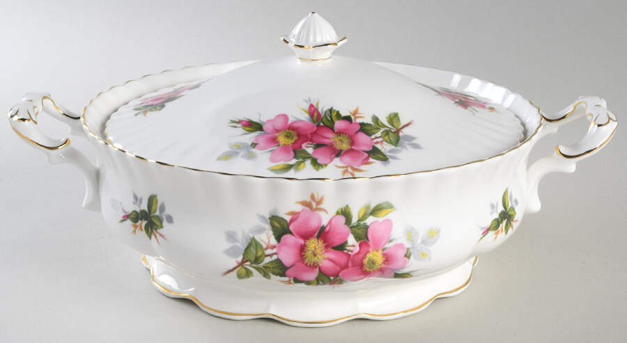 Prairie Rose Round Covered Vegetable by Royal Albert-1