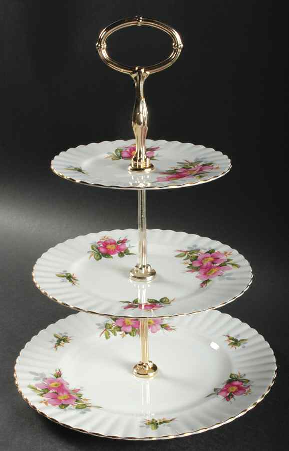 Prairie Rose 3-Tiered Serving Tray (DP, SP, BB) by Royal Albert-1