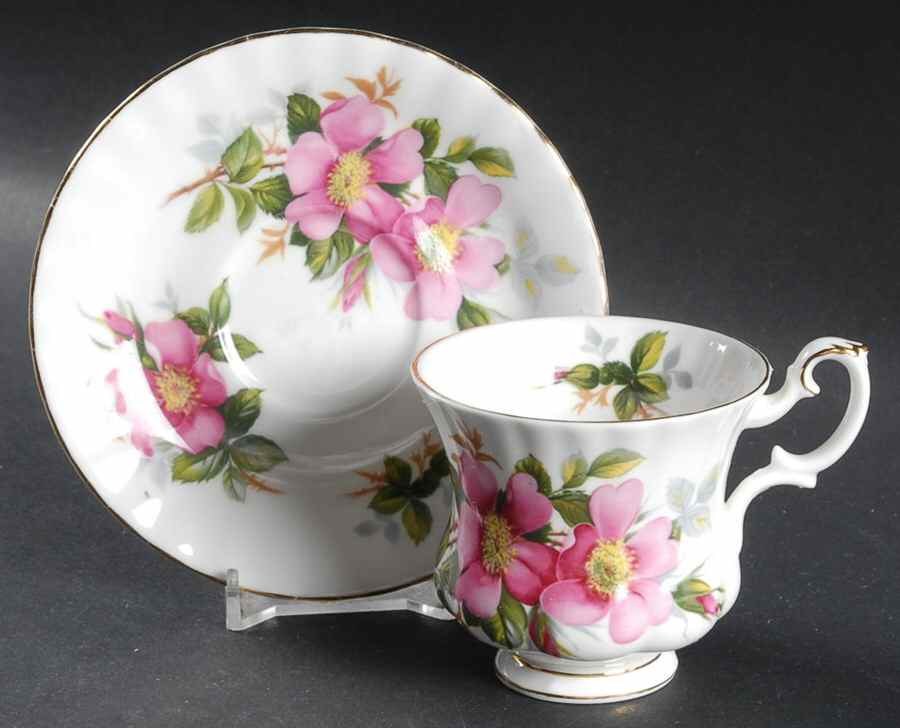 Prairie Rose Footed Demitasse Cup & Saucer Set by Royal Albert-1