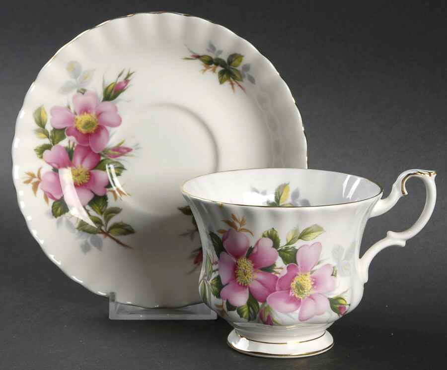 Prairie Rose Footed Cup & Saucer Set by Royal Albert-1