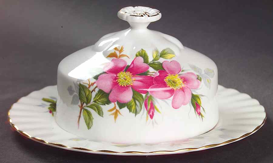 Prairie Rose Round Covered Butter by Royal Albert-1