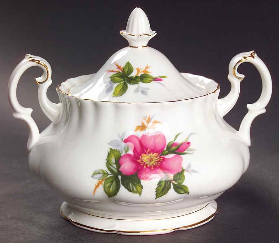 Prairie Rose Sugar Bowl & Lid by Royal Albert-1