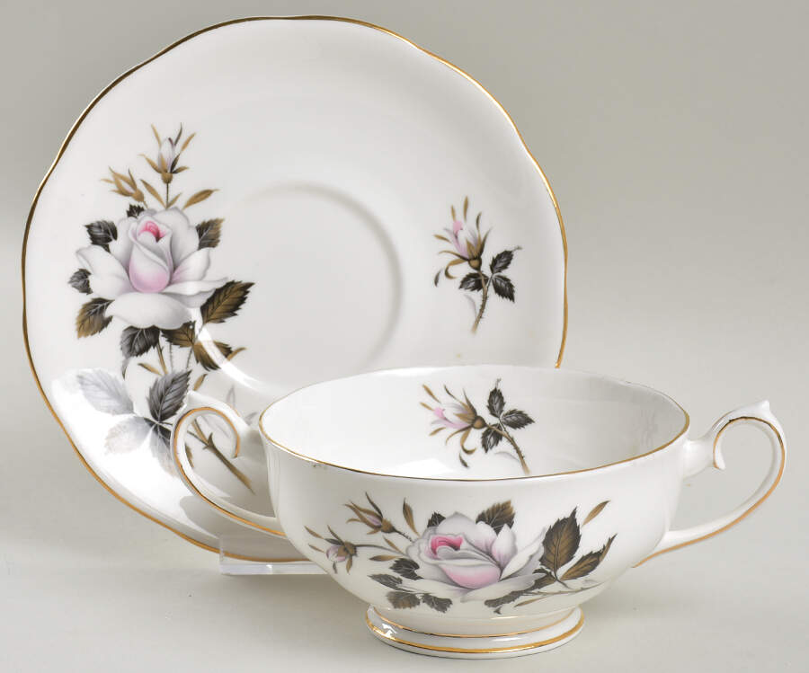 Queen's Messenger Footed Cream Soup Bowl & Saucer Set by Royal Albert-1