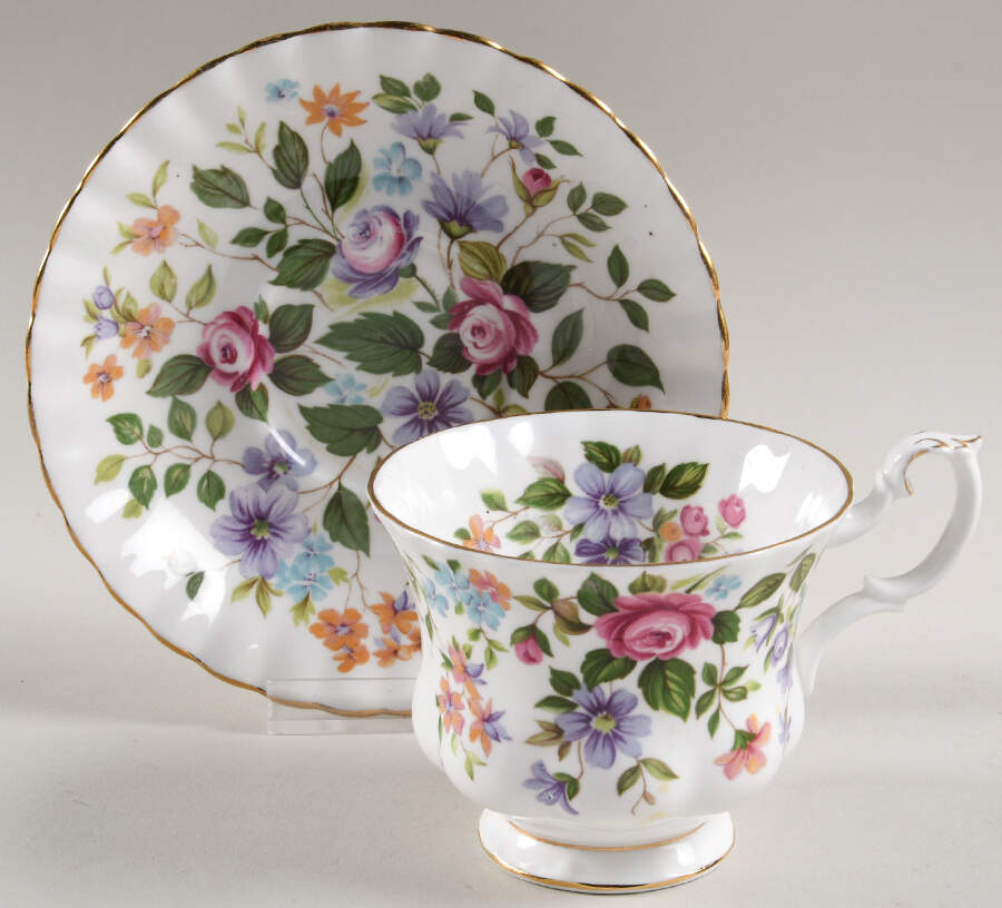 Random Harvest Series Footed Cup & Saucer Set by Royal Albert-1