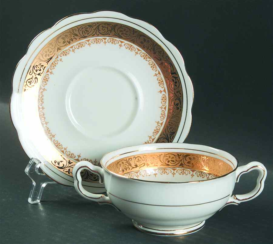 Regency Footed Cream Soup Bowl & Saucer Set by Royal Albert-1