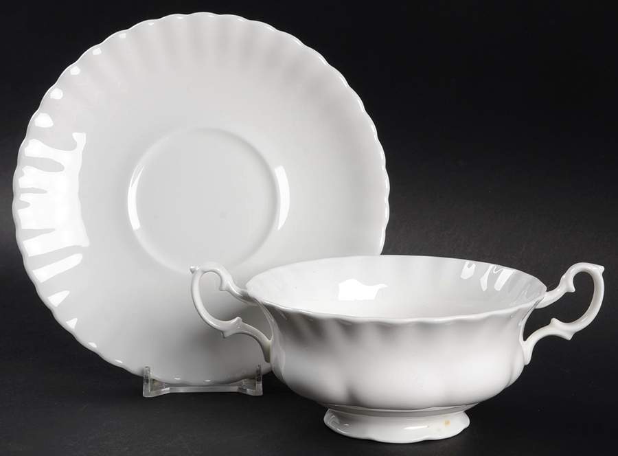 Reverie Footed Cream Soup Bowl & Saucer Set by Royal Albert-1